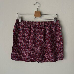 Silk Boxer Stylish Red and Blue Patterned Shorts M